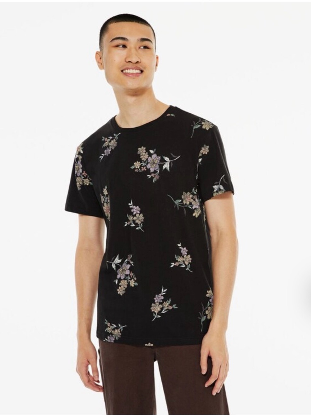 Aeropostale Men’s Floral Graphic T-Shirt Black L Goblincore Indie Grunge